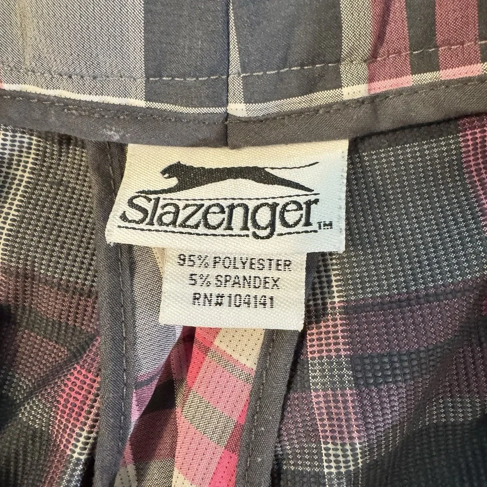 Slazenger Men's Plaid Golf Shorts Pink/Black/White Size 34‎